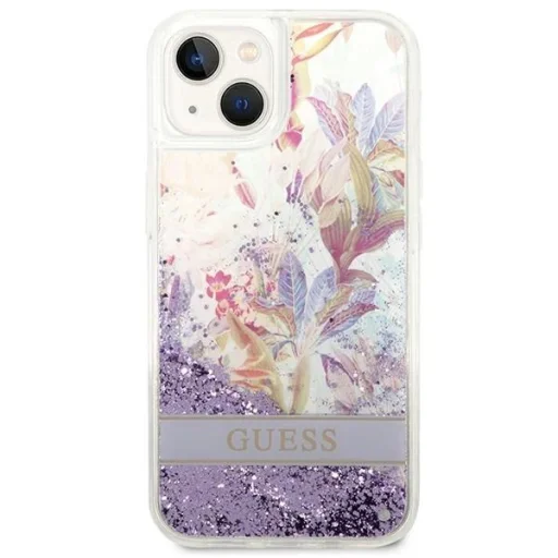 Guess GUHCP14MLFLSU iPhone 14 Plus 6.7 "lila keménytok Flower Liquid Glitter - 3