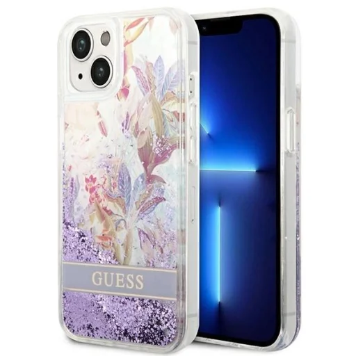 Guess GUHCP14MLFLSU iPhone 14 Plus 6.7 "lila keménytok Flower Liquid Glitter - 1