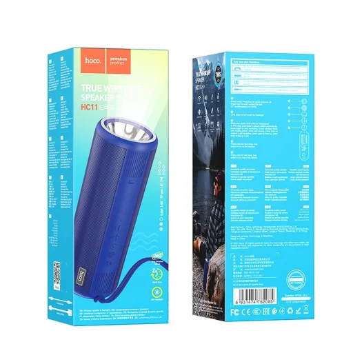 HOCO Bluetooth / vezeték nélküli hangszóró + zseblámpa Bora sport HC1 kék - 3