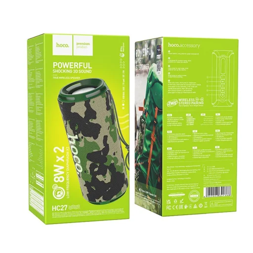 HOCO vezeték nélküli hangszóró bluetooth 2 x 8W HC27 terepmintás - 4