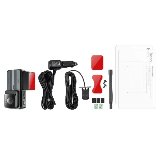 HOCO autós kamera 3,69" kijelzővel + hátsó kamera 2K GPS DV12 ezüstszürke - 4