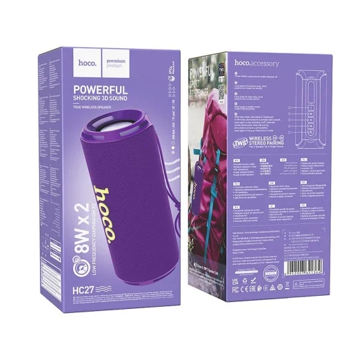 HOCO vezeték nélküli bluetooth hangszóró 2 x 8W HC27 lila - 2