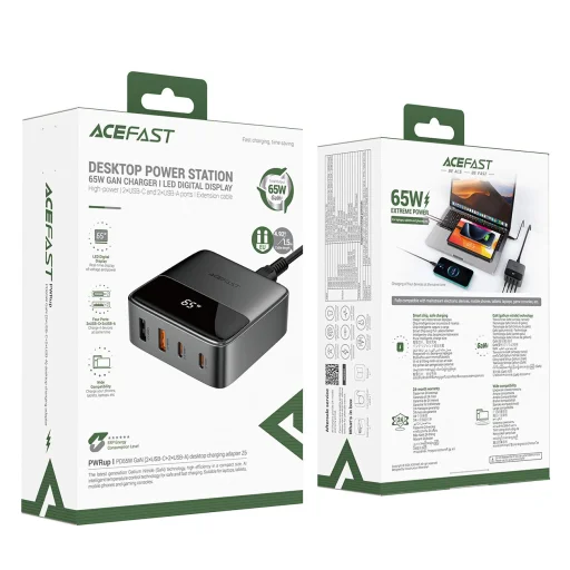 Acefast Z6 hálózati töltő GaN asztali 2x USB-A / 2x USB-C PD 65W - Fekete - 5