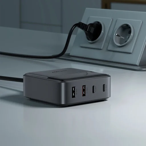 Acefast Z6 hálózati töltő GaN asztali 2x USB-A / 2x USB-C PD 65W - Fekete - 7