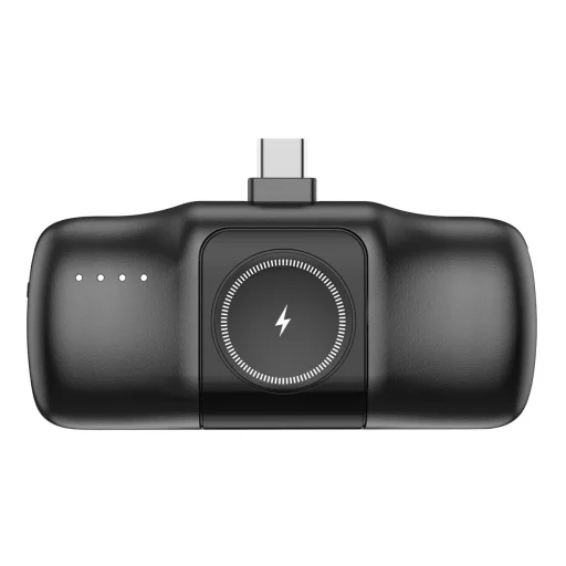 Wozinsky WF16-YCS 5000mAh 15W USB-C Mini Power Bank beépített USB-C kábellel és Apple Watch töltővel - Fekete - 6