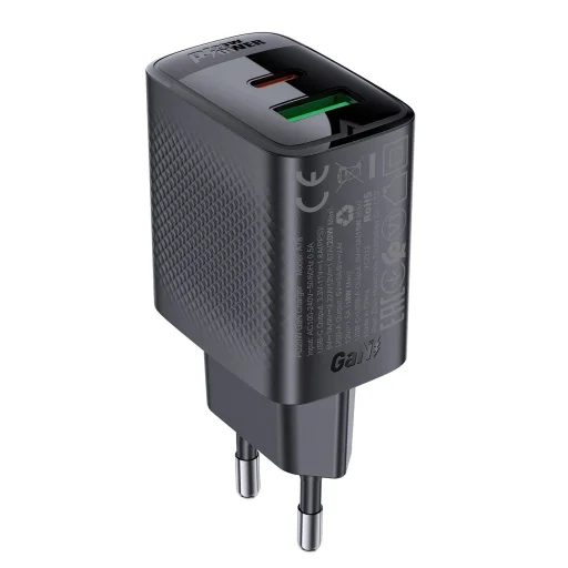Acefast A78 hálózati GaN USB-A / USB-C PD 20W - Fekete Töltő - 1