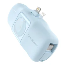 Wozinsky WF16-YLS 5000mAh 15W Lightning Mini Hordozható Töltő Beépített USB-C Kábellel és Apple Watch Töltővel - Kék