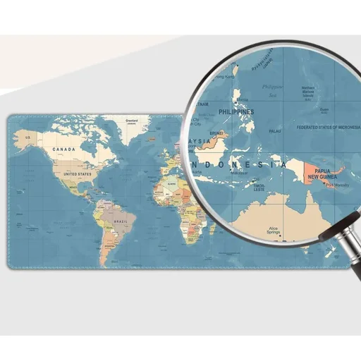 Egér / billentyűzet pad "Világtérkép" 40 x 90 x 2 mm RC-K-1074 kék - 5