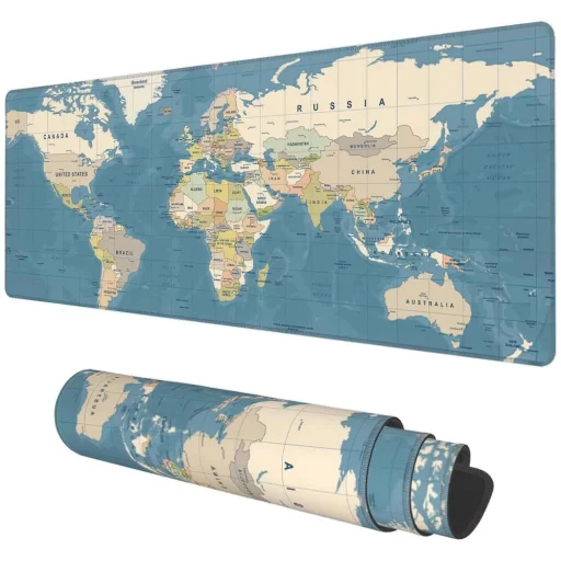 Egér / billentyűzet pad "Világtérkép" 40 x 90 x 2 mm RC-K-1074 kék - 1