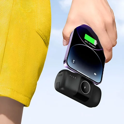 Wozinsky WF16-YLS 5000mAh 15W Lightning Mini Hordozható Akkumulátor Beépített USB-C Kábellel és Apple Watch Töltővel - Fekete - 9