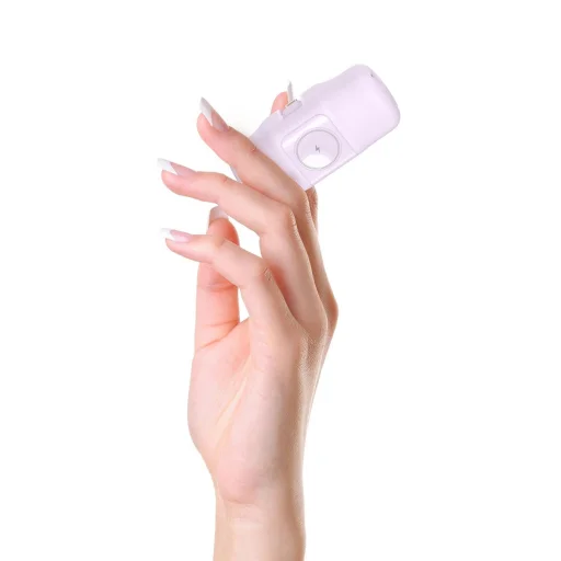 Wozinsky WF16-YLS 5000mAh 15W Lightning Mini Power Bank beépített USB-C kábellel és Apple Watch töltővel - Lila - 4