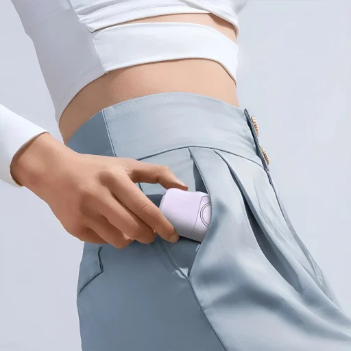 Wozinsky WF16-YCS 5000mAh 15W USB-C Mini Power Bank beépített USB-C kábellel és Apple Watch töltővel - Lila - 8