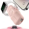 Wozinsky WF16-YLS 5000mAh 15W Lightning Mini Power Bank beépített USB-C kábellel és Apple Watch töltővel - Rózsaszín thumbnail