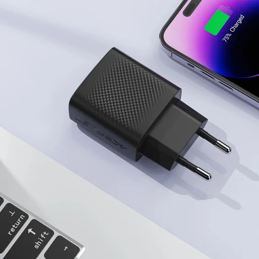 Acefast A104 Hálózati Töltő GaN USB-C PD SFC 25W - Fekete tok - 7