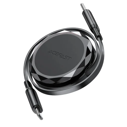 Acefast C13-03 USB-C - USB-C 60W Kábel Visszahúzható - Fekete - 3