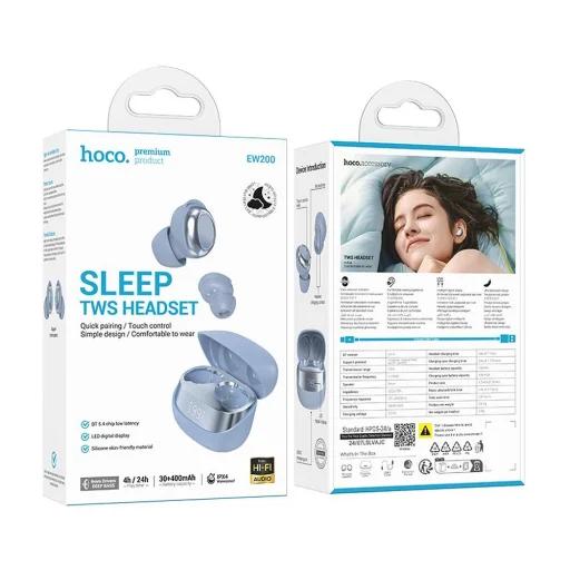 HOCO vezeték nélküli fülhallgató bluetooth TWS EW200 kék - 4