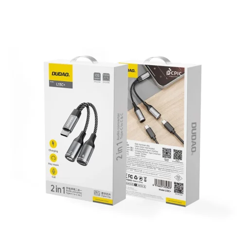 Dudao L13C+ 2 az 1-ben USB-C Adapter - Szürke - 2
