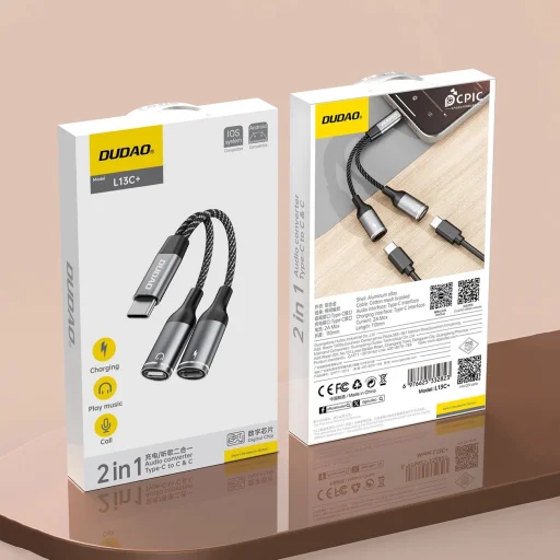 Dudao L13C+ 2 az 1-ben USB-C Adapter - Szürke - 11