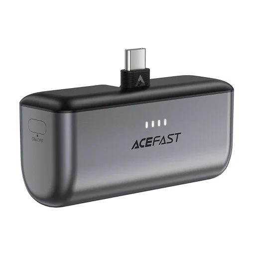 Acefast M9 5000mAh USB-C (male) / USB-C (female) PD 20W - fekete - 2