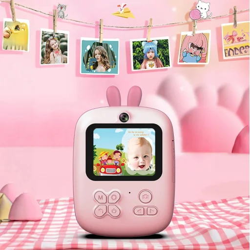 Mini termál nyomtató gyerekeknek kamerával és kamerafelvétellel - Rózsaszín - 4