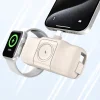 Wozinsky WF16-YCS 5000mAh 15W USB-C Mini Powerbank beépített USB-C kábellel és Apple Watch töltővel - Bézs thumbnail
