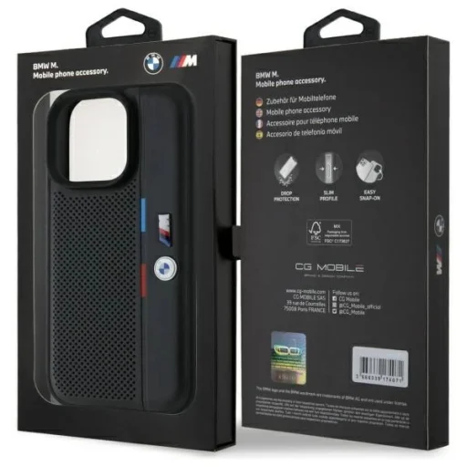  iPhone 16 Pro Max Fekete BMW M Perforated Tricolor Detail Line tok - 8