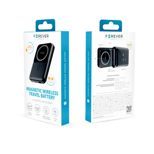 Magsafe power bank 10000 mAh Forever MATB-100 PD QC 22.5W mágneses fekete - 10