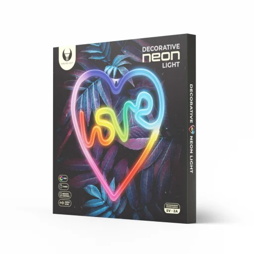Neon LED RGB LOVE IN HEART FLRN02 + RC Forever Light, - 9