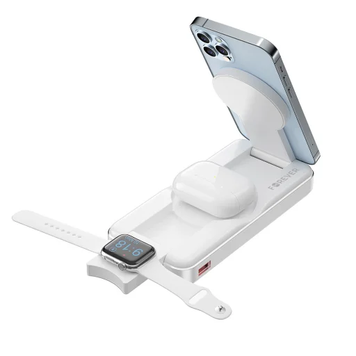 Forever vezeték nélküli powerbank MATB-300 10000 mAh 3in1 fehér - 4