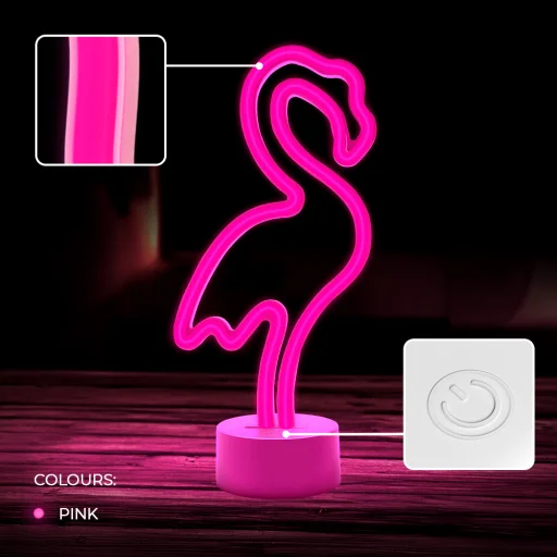 Neon LED állvánnyal FLAMINGO rózsaszín USB-C FSC-11 Forever Light - 5