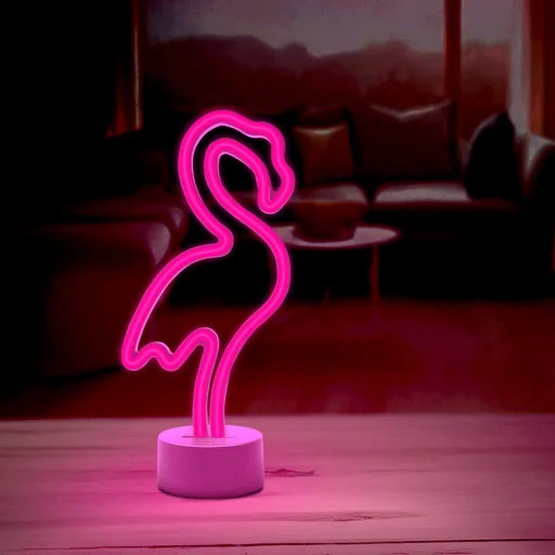 Neon LED állvánnyal FLAMINGO rózsaszín USB-C FSC-11 Forever Light - 7