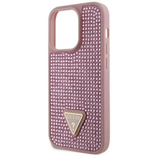 Guess GUHCP14LHDGTPP iPhone 14 Pro 6.1" pink/pink keménytok strasszos háromszög tok - 6
