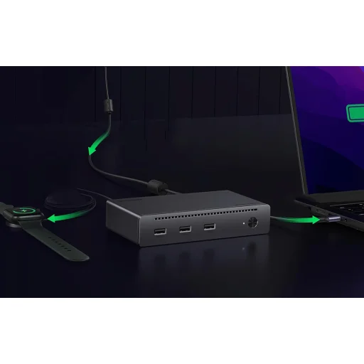 Ugreen Revodok Max 208 dokkoló állomás, 4x Thunderbolt 4, 3x USB, RJ45, DC 140W - 6