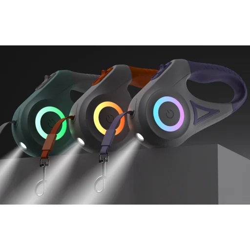 Rojeco Automatikus Póráz LED 5 m (fehér és narancssárga) - 3