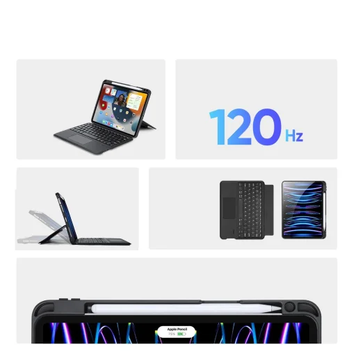 Dux Ducis DK Series Bluetooth billentyűzetes fliptok Apple iPad Air 4/5/iPad Pro 11 (2018/2020/2021/2022) - Fekete tok - 9