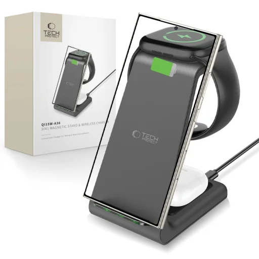 Tech-protect Qi15w-a36 3in1 Vezeték Nélküli Töltőállomás Fekete - 1