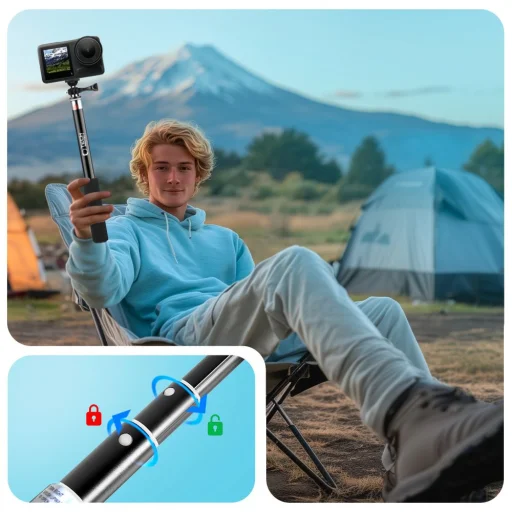 Tech-protect Ga100 Monopod & Selfie Bot Gopro / Dji Fekete - 3