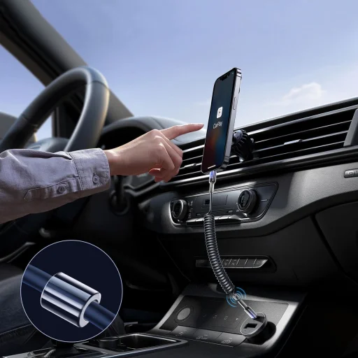 Joyroom S-A43 Crystal-Clear Sorozat 30W USB-C - Lightning spirálkábel 1,5m - fekete - 4