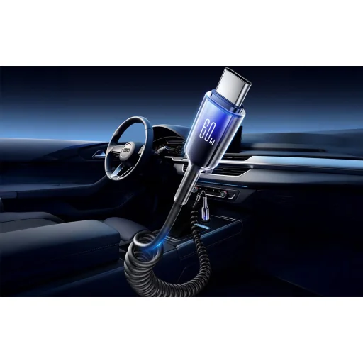 Joyroom S-A43 Crystal-Clear Series 60W USB-C - USB-C spirálkábel 1.5m - fekete - 6