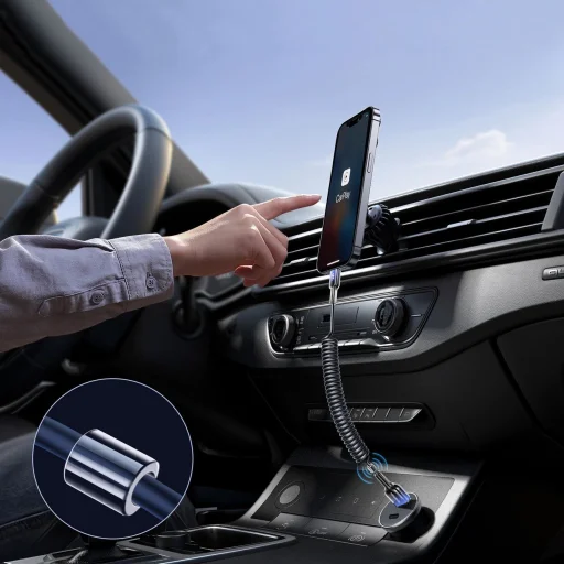 Joyroom S-A43 Crystal-Clear Series 3A USB-A - Lightning spirál kábel 1.5m - fekete - 4