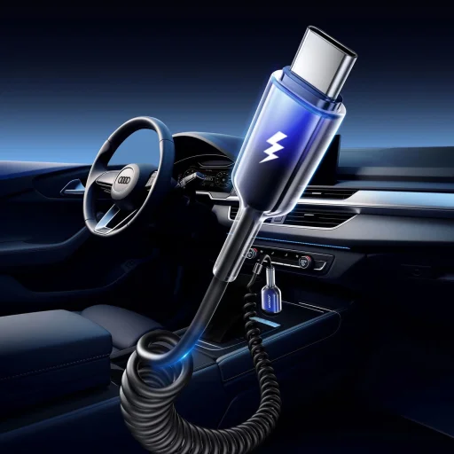 Joyroom S-A43 Crystal-Clear Series 3A USB-A - USB-C spirál kábel 1.5m - fekete - 3