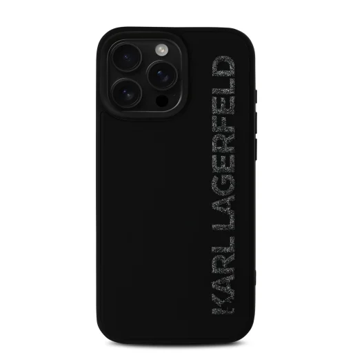  iPhone 16 Pro Max Fekete Karl Lagerfeld 3D Gumi Csillogó Logós Tok - 3