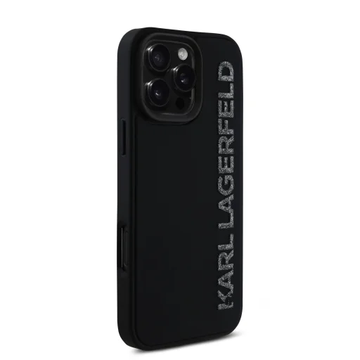  iPhone 16 Pro Max Fekete Karl Lagerfeld 3D Gumi Csillogó Logós Tok - 4