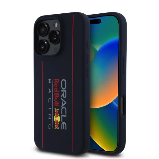 Red Bull Szilikon Függőleges Logó MagSafe Tok iPhone 16 Pro Max Navy - 1