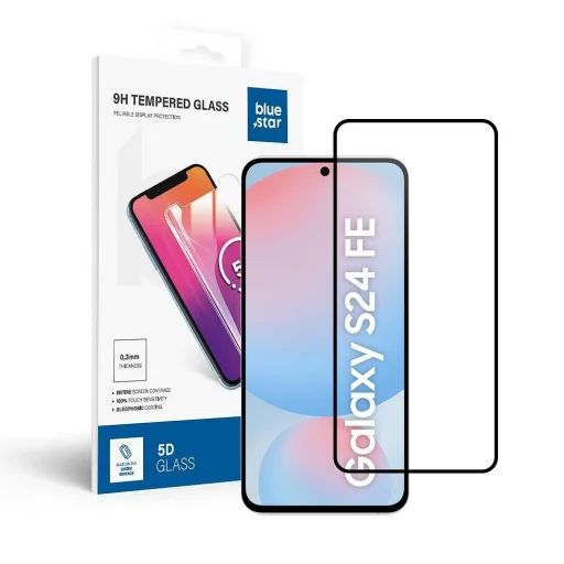 Edzett üveg Blue Star - SAMSUNG Galaxy S24 FE Teljes Felület (teljes ragasztó/tokbarát) - fekete üvegfólia - 6