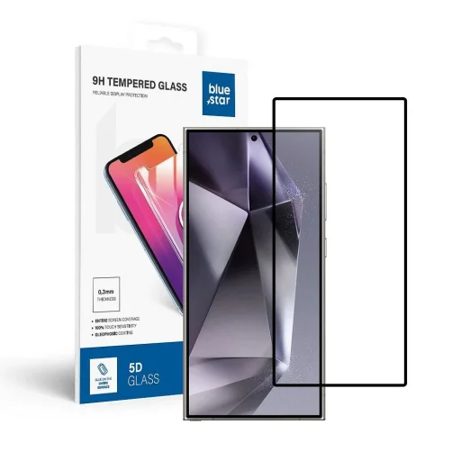 Edzett üveg Blue Star - SAMSUNG Galaxy S25 Ultra Teljes Felületű (teljes ragasztás/tokbarát) - fekete üvegfólia - 6