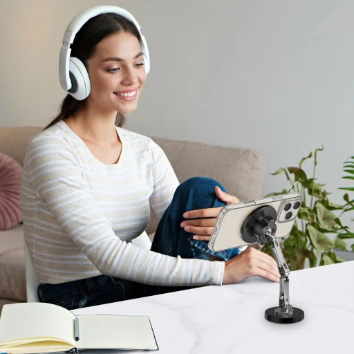 Tech-protect N57 Mágneses Magsafe Műszerfalra és Asztali Telefontartó Fekete - 6