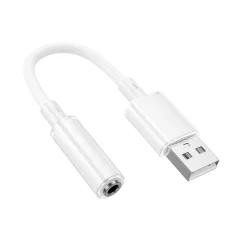 Borofone Adapter BV22 Lemon - USB - jack 3,5mm - fehér