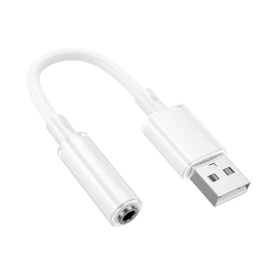 Borofone Adapter BV22 Lemon - USB - jack 3,5mm - fehér - 1