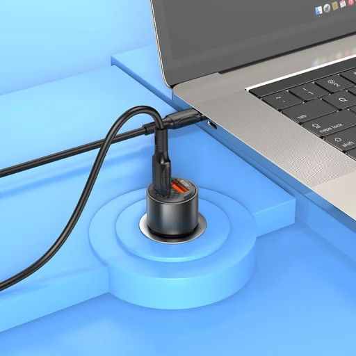 Borofone autós töltő BZ20A Smart - USB + Type C - QC 3.0 PD 83W átlátszó-fekete - 5